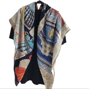 130x130 cm square silk scarf grey colour